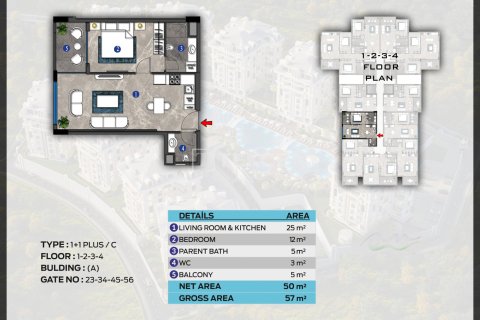 Квартира 2+1 в Аланья, Турция №12283 5