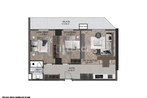 Квартира 2+1 в Бурса, Турция №91002 17