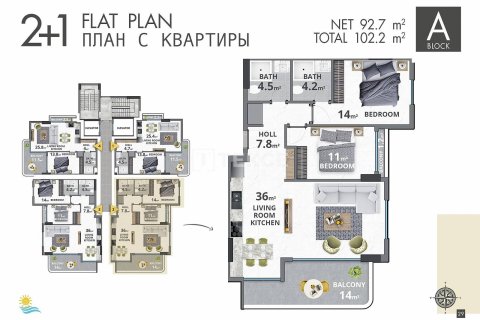 Квартира 1+1 в Аланья, Турция №44225 17