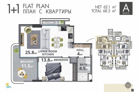 Квартира 1+1 в Аланья, Турция №44225 18