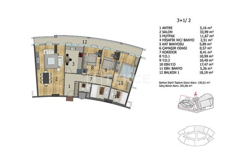 3+1 Apartment en Istanbul, Turkey No. 11184 9