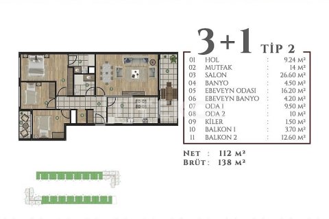 3+1 Apartment en Izmir, Turkey No. 17835 16