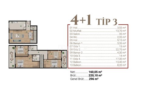 Квартира 3+1 в Измир, Турция №17648 11