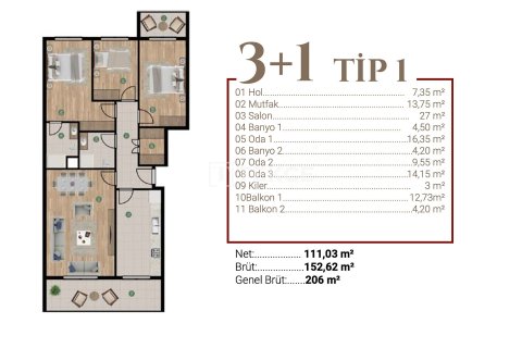 3+1 Apartment in Izmir, Turkey No. 17648 13