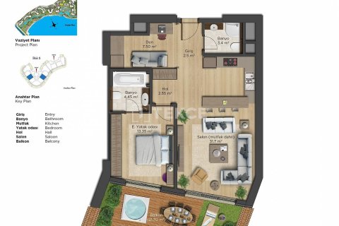 1+1 Apartment in Istanbul, Turkey No. 11151 5