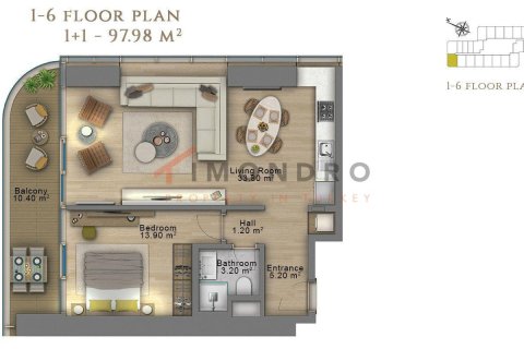 Apartamento tipo estudio Estudio en Sisli, Turkey No. 21608 21