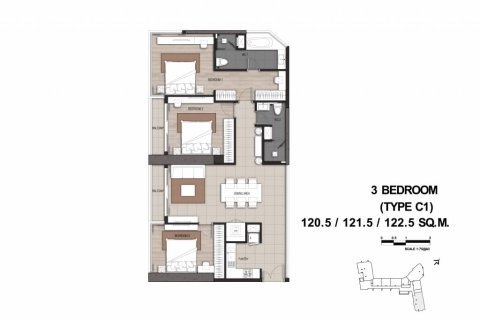 3 dormitorios Condominio  en Bangkok, Thailand No. 365 23