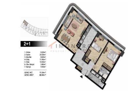 2+1 Appartement à Gaziosmanpasa, Turkey No. 17804 5