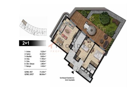 Квартира 2+1 в Газиосманпаша, Турция №17804 7