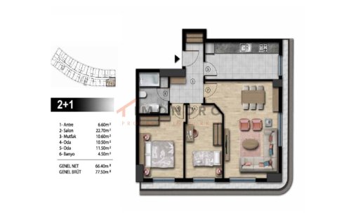 2+1 Apartment in Gaziosmanpasa, Turkey No. 17804 6