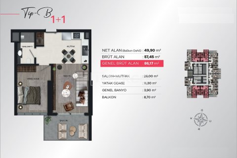 1+1 Apartment in Izmir, Turkey No. 17219 15