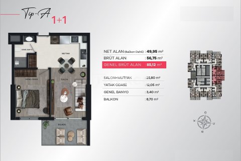 1+1 Apartment in Izmir, Turkey No. 17219 14