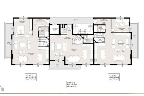 Квартира с 4 комнатами в Аланья, Турция №92663 19