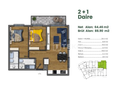 1+1 Appartement à Urla, Turkey No. 17631 6