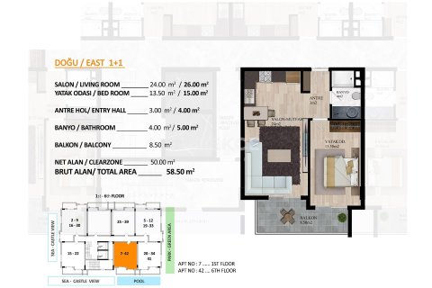 Квартира 2+1 в Аланья, Турция №91025 30